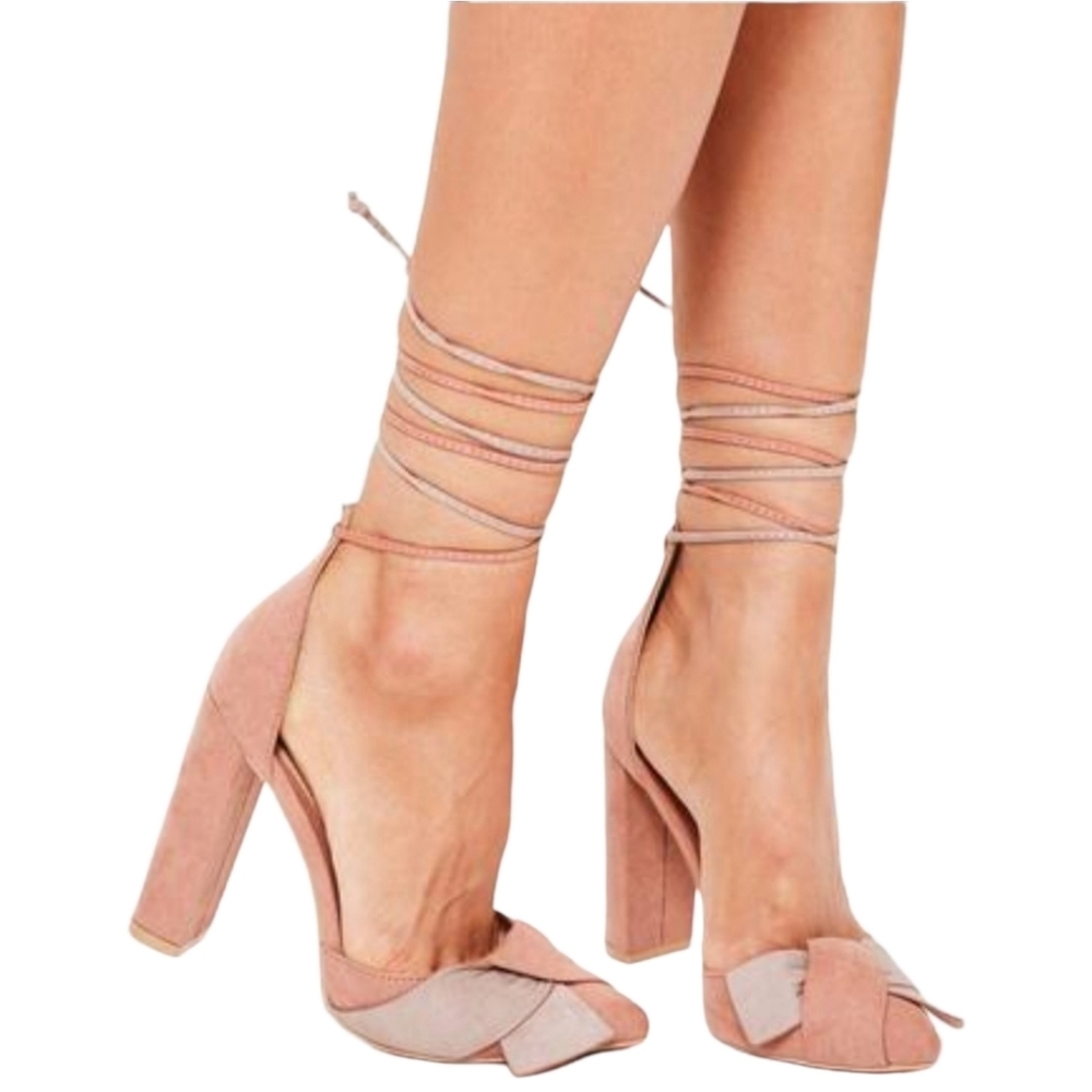 Pink Colour Block Chunky Heels